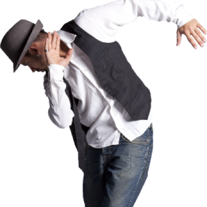 Jazz danser op de Jazz Circus Collective website.